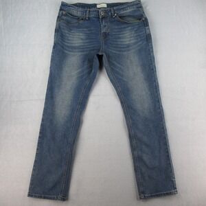 Smith & Mills Mens Stretch Denim Jeans Medium Wash Size 36 Classic Fit Blue